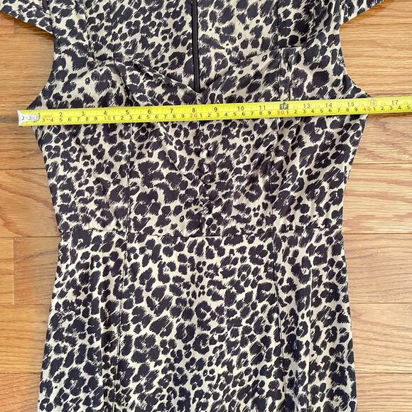 Anthropologie The Cecily Midi Dress Womens XS Brown Tan Animal Print Fit & Flare - Picture 7 of 9